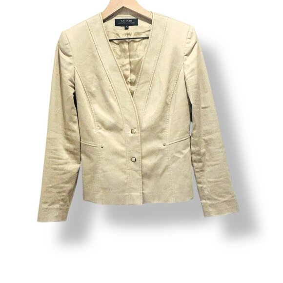 Tahari Arthur S. Levine Womens Ivory Blazer Size 4 Metal Studs Office Business - Picture 1 of 13